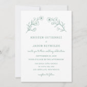 Sage Green Wildflower Wedding Invitation Kaart (Voorkant)