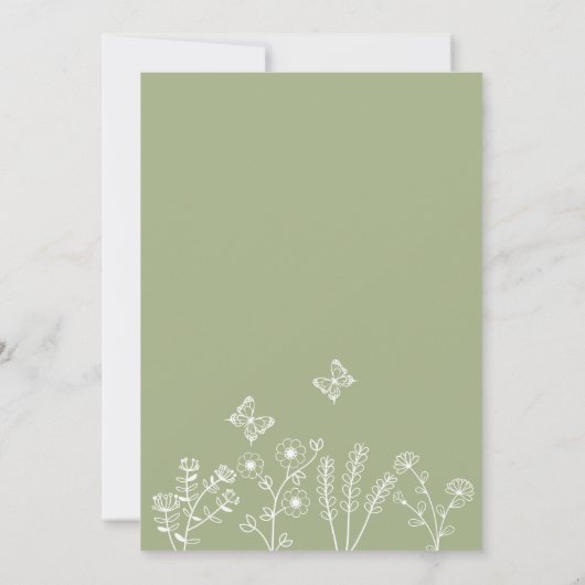 Sage Green Wildflower Wedding Invitation Kaart (Achterkant)