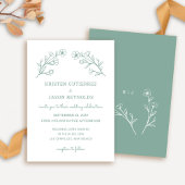 Sage Green Wildflower Wedding Invitation Kaart