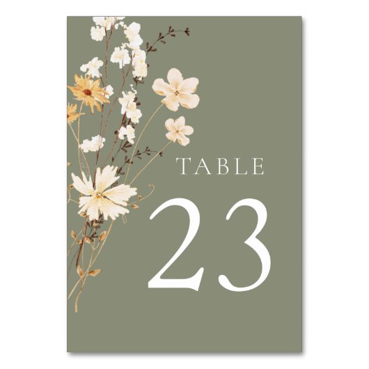 Sage Green Wildflower Wedding Kaart (Achterkant)
