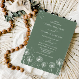 Sage Green Wildflower Wedding  Kaart