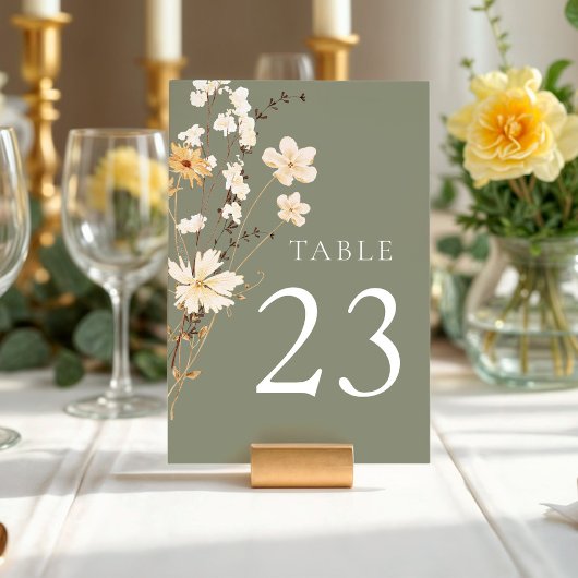 Sage Green Wildflower Wedding Kaart
