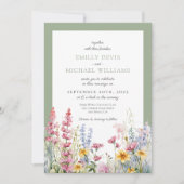 Sage Green Wildflower Wedding Kaart (Voorkant)