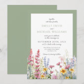 Sage Green Wildflower Wedding Kaart (Voorkant / Achterkant)
