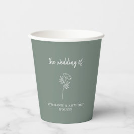 Sage Green Wildflower Wedding Papieren Bekers