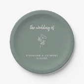 Sage Green Wildflower Wedding Papieren Bordje (Voorkant)