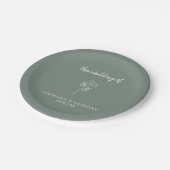Sage Green Wildflower Wedding Papieren Bordje (Gekanteld)