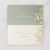 Sage Green Wildflower Wedding Place Card Plaatskaartje (Buitenkant ongevouwen)