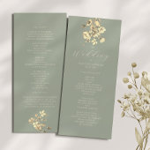 Sage Green Wildflower Wedding Programme Programmakaart