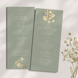 Sage Green Wildflower Wedding Programme Programmakaart