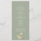 Sage Green Wildflower Wedding Programme Programmakaart (Achterkant)