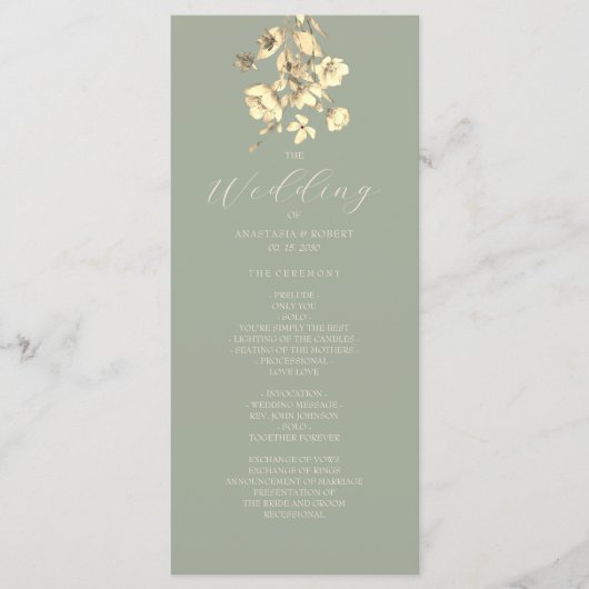 Sage Green Wildflower Wedding Programme Programmakaart (Voorkant)