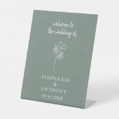 Sage Green Wildflower Wedding Reclamebord Met Voetstuk (Voorkant)