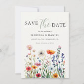 Sage Green Wildflower Wedding Save The Date (Voorkant)