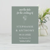 Sage Green Wildflower Wedding Save The Date (Staand voorkant)