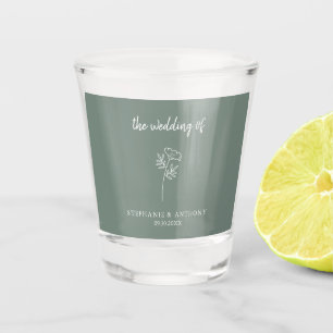 Sage Green Wildflower Wedding Shot Glas
