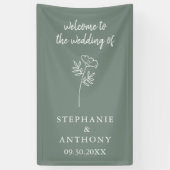 Sage Green Wildflower Wedding Spandoek (Verticaal)