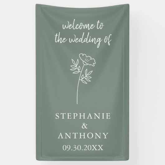 Sage Green Wildflower Wedding Spandoek (Verticaal)