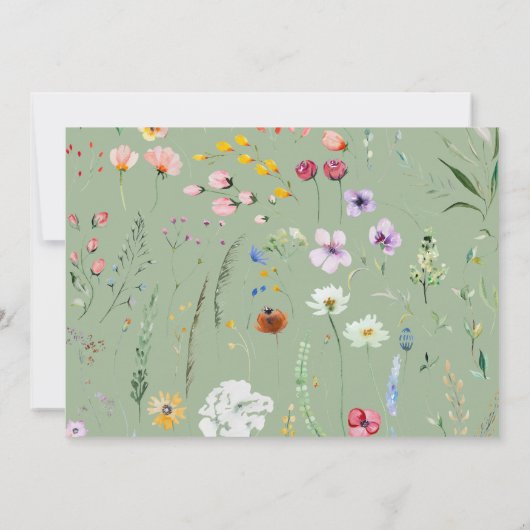 Sage Green Wildflower Wedding Thank You Card Bedankkaart (Achterkant)
