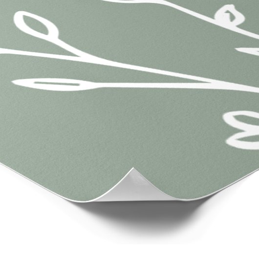 Sage Green Wildflower Wedding Welkomstbord Poster (Hoek)