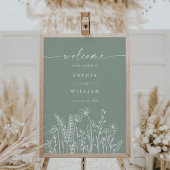 Sage Green Wildflower Wedding Welkomstbord Poster