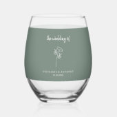 Sage Green Wildflower Wedding Wijnglas Zonder Voet (Voorkant)