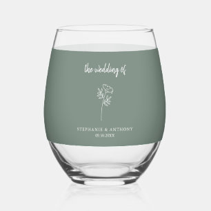 Sage Green Wildflower Wedding Wijnglas Zonder Voet