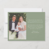 Sage Green Wildflower Wreath Baptism Photo Bedankkaart (Achterkant)