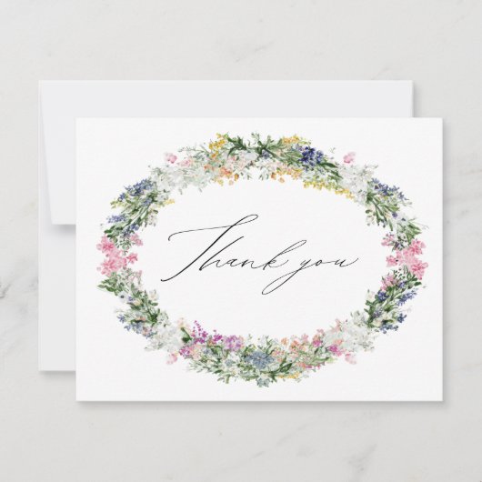 Sage Green Wildflower Wreath Wedding Bridal Shower Bedankkaart (Voorkant)