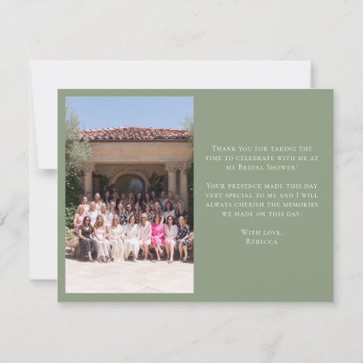 Sage Green Wildflower Wreath Wedding Bridal Shower Bedankkaart (Achterkant)