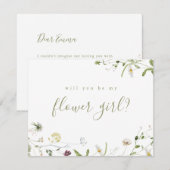 Sage Green Wildflower zal je mijn bloemenmeisje zi Kaart (Voorkant / Achterkant)