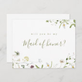 Sage Green Wildflower zal je mijn bruidsmeisje zij Kaart (Voorkant / Achterkant)