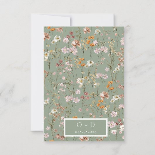Sage Green Wildflowers Boho Bewaar de datum Save The Date (Achterkant)