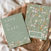 Sage Green Wildflowers Boho Bewaar de datum Save The Date