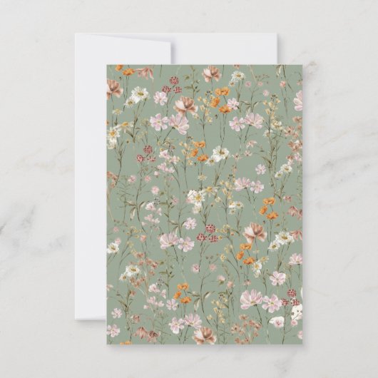 Sage Green Wildflowers Boho Bewaar de datum Save The Date (Achterkant)