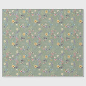 Sage Green Wildflowers Boho Rustieke Spring Garden Cadeaupapier (Vlak)