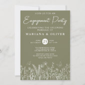 Sage Green Wildflowers verlovingsfeest uitnodiging (Voorkant)