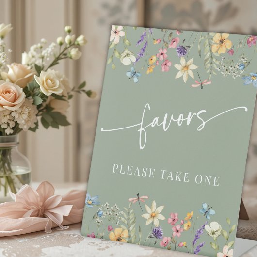 Sage Green Wildflowers Vrijgezellenfeest Pedestal Reclamebord Met Voetstuk
