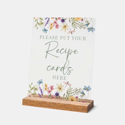 Sage Green Wildflowers Vrijgezellenfeest Receptenb Acryl Bord (Hoek)