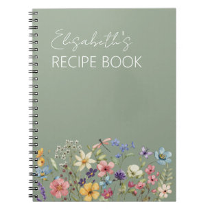 Sage Green Wildflowers Vrijgezellenfeest Receptenb Notitieboek