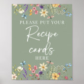 Sage Green Wildflowers Vrijgezellenfeest Receptenb Poster (Voorkant)