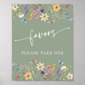 Sage Green Wildflowers Vrijgezellenfeest Tafelteke Poster (Voorkant)