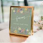 Sage Green Wildflowers Vrijgezellenfeest Tafelteke Poster