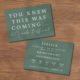 Sage Green Will You Be My Bridesmaid Proposal Card Kaart