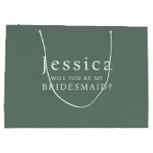Sage Green Will You Be My Bridesmaid Proposal Groot Cadeauzakje (Achterkant)