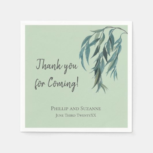 Sage Green Willow Branch Botanical Wedding Theme Servet (Voorkant)
