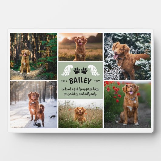 Sage Green Wings Hondenpoten Memorial Fotocollage Fotoplaat (voorkant)