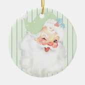 Sage Green  Winking Santa Kerstboom Keramisch Ornament (Voorkant)