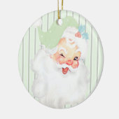 Sage Green  Winking Santa Kerstboom Keramisch Ornament (Links)