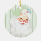 Sage Green  Winking Santa Kerstboom Keramisch Ornament (Achterkant)